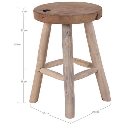 Sgabello Basso Badia - Marrone - Legno - 30x30x45 Cm - Foto 4