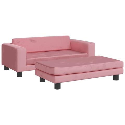 Divano Per Bambini Con Poggiapiedi Rosa 100x50x30 Cm In Velluto - Foto 2