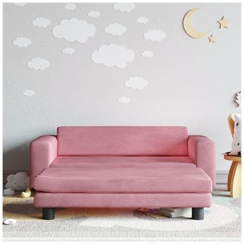 Divano Per Bambini Con Poggiapiedi Rosa 100x50x30 Cm In Velluto - Foto 1