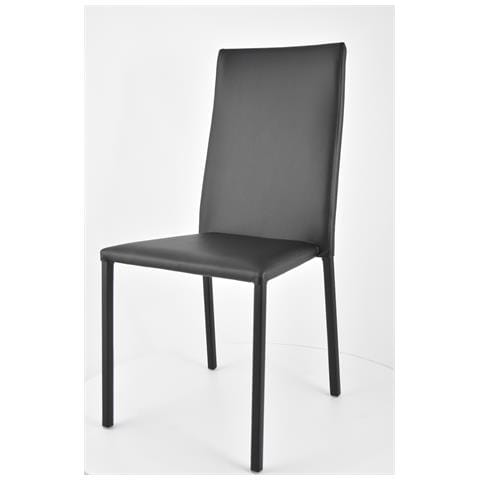 Set 4 Sedie Impilabili Modello Julia Per Cucina Bar E Sala Da Pranzo, Robusta Struttura In Acciaio Imbottita E Rivestita In Finta Pelle Colore Nero - Foto 2