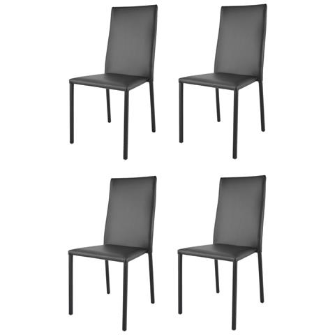 Set 4 Sedie Impilabili Modello Julia Per Cucina Bar E Sala Da Pranzo, Robusta Struttura In Acciaio Imbottita E Rivestita In Finta Pelle Colore Nero - Foto 1