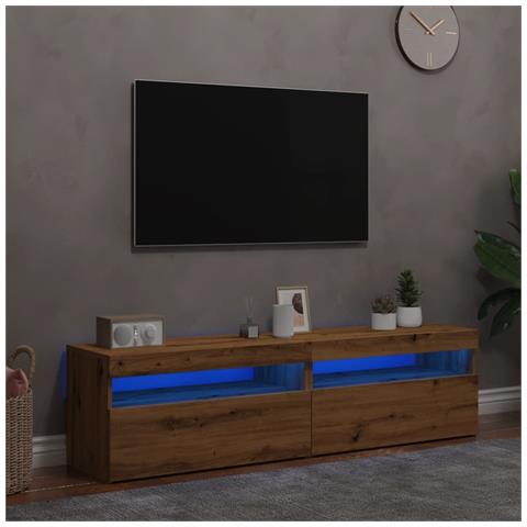 Mobili Porta Tv Con Led 2 Pz Artigianale In Legno Multistrato - Foto 1