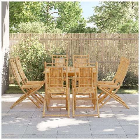 Sedie Da Giardino Pieghevoli 8 Pz 46x66x99 Cm In Bambù - Foto 1