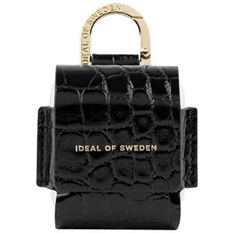 Mini Borsa Per Airpods 1 / 2 Flo Croco Textured Con Moschettone, Nero - Foto 2