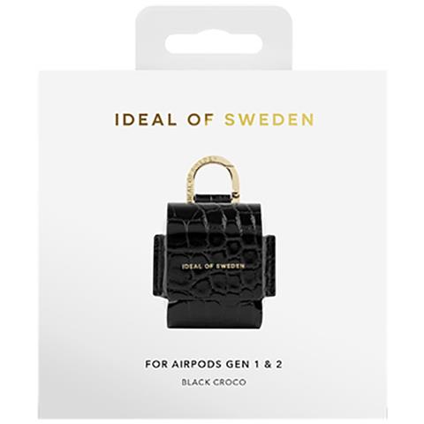 Mini Borsa Per Airpods 1 / 2 Flo Croco Textured Con Moschettone, Nero - Foto 4