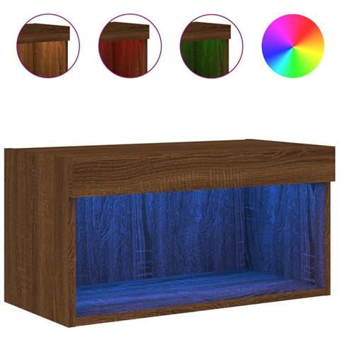 Mobile Porta TV con Luci LED Rovere Marrone 60x30x30 cm - Foto 1