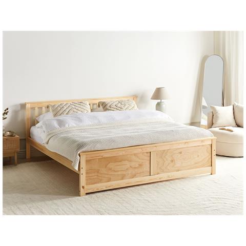 Letto Legno Di Pino Olendon 160 X 200 Cm Marrone Chiaro - Foto 1