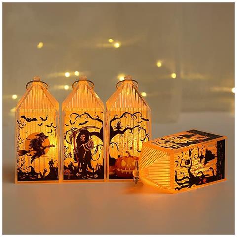 Lanterna Decorativa Per Halloween - Set Di 4 Lampioni Led Con Design Unico - Foto 1