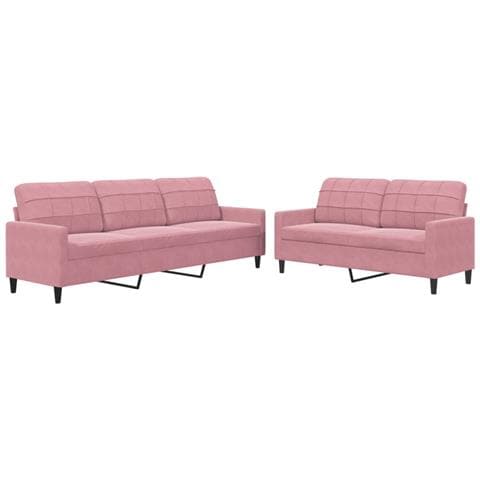 Set Di Divani 2 Pz Con Cuscini Rosa In Velluto - Foto 2