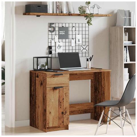 Scrivania Legno Antico 100x50x75 Cm In Truciolato - Foto 3