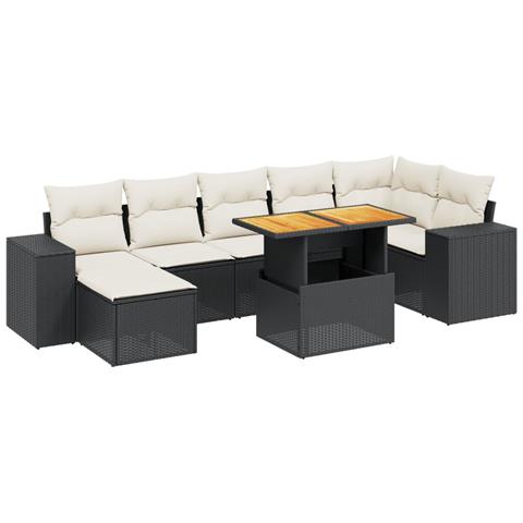 Set Divani Da Giardino Con Cuscini 8 Pz Nero In Polyrattan - Foto 2