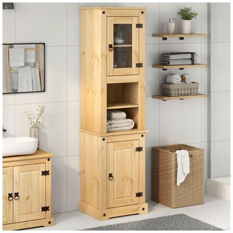 Mobile Da Bagno Corona 50x40x185 Cm In Legno Massello Di Pino - Foto 2