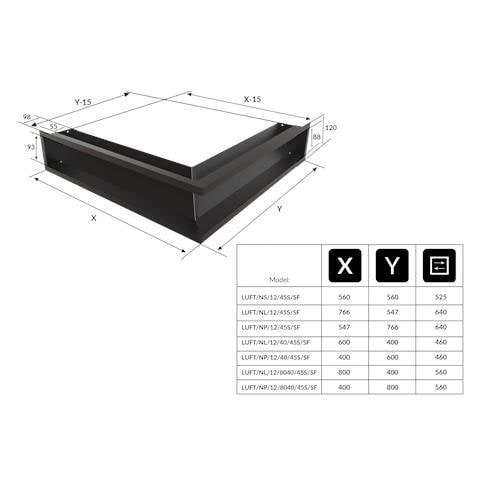Griglia Di Ventilazione Luft Angolo Destra 40x80x12 Nero Slim - Foto 2