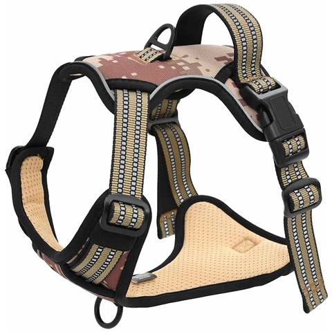 Pettorina Cani Righe Riflettenti Regolabile Marrone Mimetico M - Foto 2
