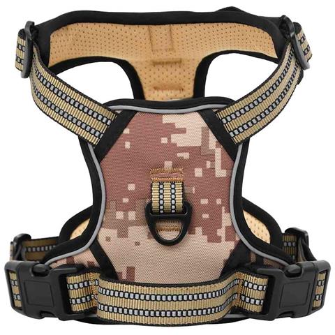Pettorina Cani Righe Riflettenti Regolabile Marrone Mimetico M - Foto 1