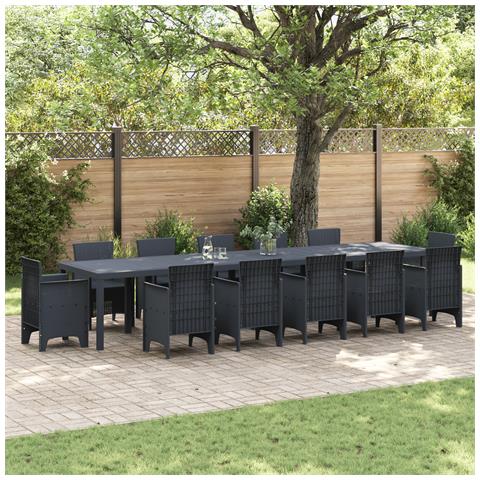 Tavolo da Giardino  Antracite 400x100x73 cm Poly Rattan, Tavolo da Giardino  Antracite 250x100x73 cm Poly Rattan, Tavolo da Giardino  Antracite 150x100x73 cm Poly Rattan - Foto 1