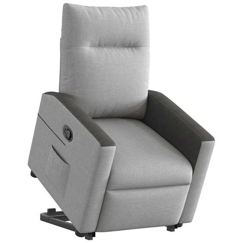 Poltrona Alzapersona Reclinabile Grigio Nuvola in Tessuto - Foto 2
