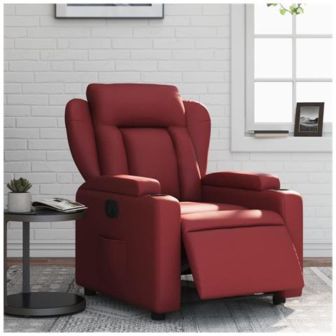 Poltrona Reclinabile Elettrica Rosso Vino in Similpelle - Foto 2