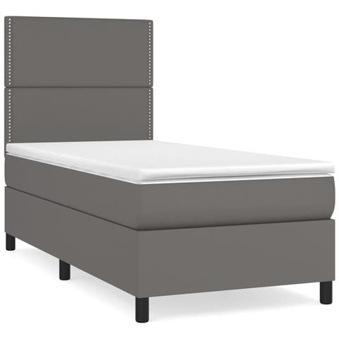 Giroletto a Molle con Materasso Grigio 90x190 cm in Similpelle - Foto 1