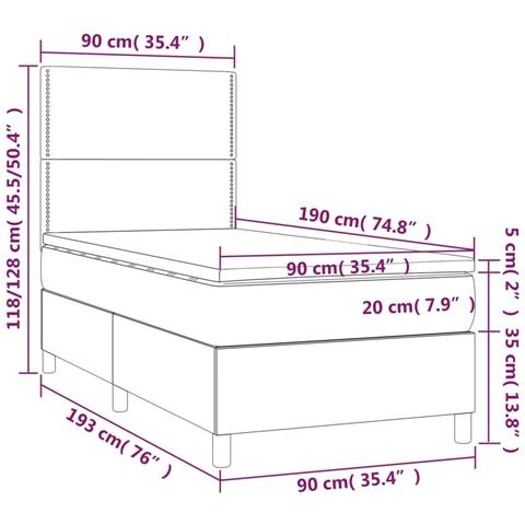 Giroletto a Molle con Materasso Grigio 90x190 cm in Similpelle - Foto 6