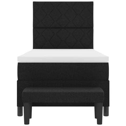 Letto a box spring con materasso e panca nera 100x200 cm tessuto - Foto 9