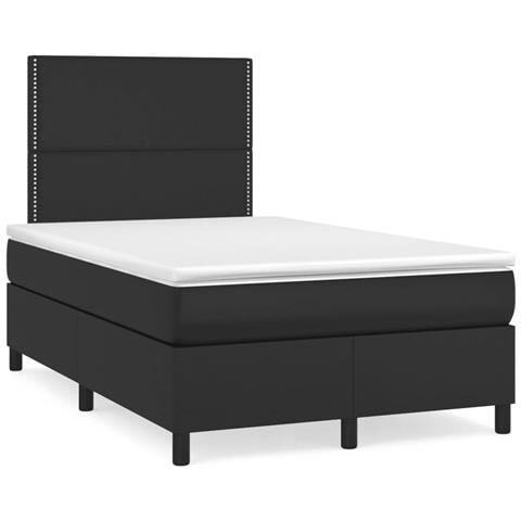 Letto a Molle con Materasso e LED Nero 120x190 cm in Similpelle - Foto 2