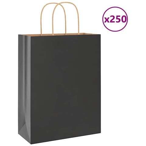 Sacchetti di Carta 250 pz con Manici Neri 26x12x35 cm - Foto 1