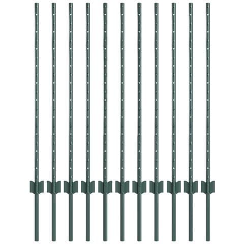 Pali per Recinzione 11 pcs U-Channel Verde 100 cm Acciaio - Foto 1