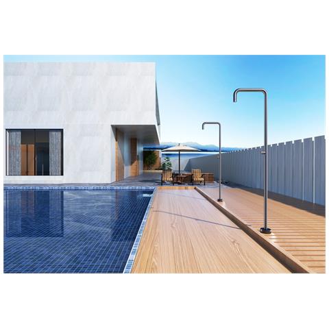 Imex Doccia Piscina In Acciaio S316 Grigio Cobalto Con Diffusore Anticalcare E Rubinetto Monoforo Modello Utah - Foto 1
