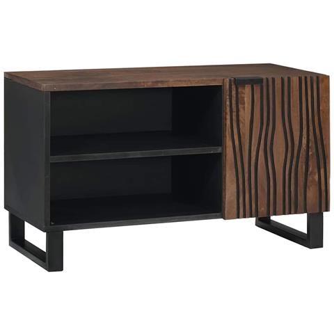 Mobile TV Marrone 80 x 33 x 46 cm legno massello di mango - Foto 1