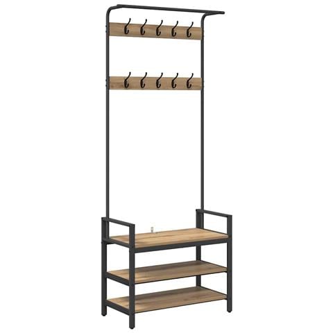 Appendiabiti rovere artigianale 75 x 34 x 184 cm - Foto 1