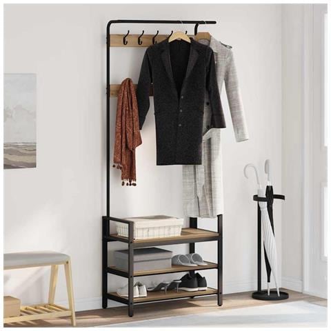 Appendiabiti rovere artigianale 75 x 34 x 184 cm - Foto 2