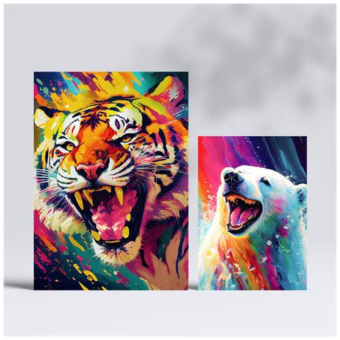 Set Di 6 Stampe Ritratto Di Animali Selvatici, Illustrazioni Vivaci In Stile Acquerello Di Animali Sorridenti, Design D'interni A3 & A4 Senza Cornice - Foto 2