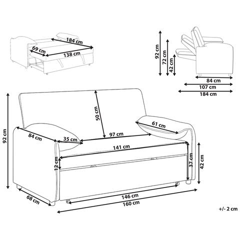 Divano Letto Horma Tessuto Marrone Chiaro - Foto 6