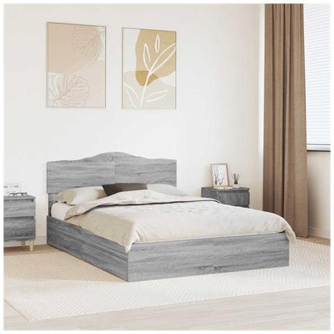 Letto con Contenitore con testiera Grigio Sonoma 160 x 200 cm - Foto 2