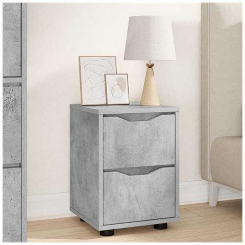 Comodino Grigio cemento 30,5 x 30 x 43 cm Legno multistrato - Foto 2