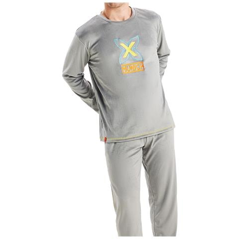 Pigiama Uomo Mu3 In Velluto Girocollo A Maniche Lunghe - Foto 3