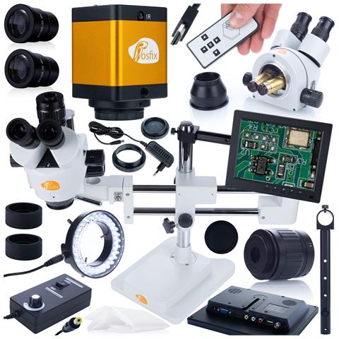 Mikroscopio Stereoscopico Trinoculare Jupiter Pro Msjp-t-sdms1 - Zoom 7x-45x, Display 8"", Illuminatore 56xled, Camera Pegasus | Uso Professionale - Foto 1