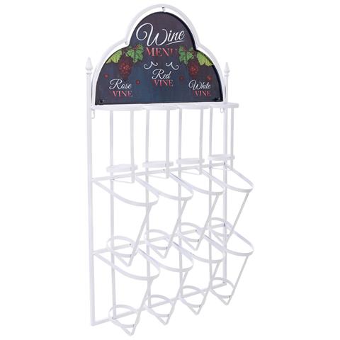 Portabottiglie Da Parete In Metallo Per 8 Bottiglie 53x17x90h Cm - Foto 1