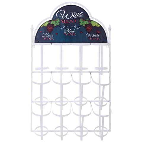 Portabottiglie Da Parete In Metallo Per 8 Bottiglie 53x17x90h Cm - Foto 2