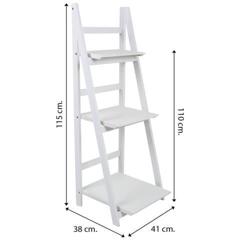 Scala A Scaffale In Legno Laccato Bianco 41x38x110/115h Cm - Foto 5