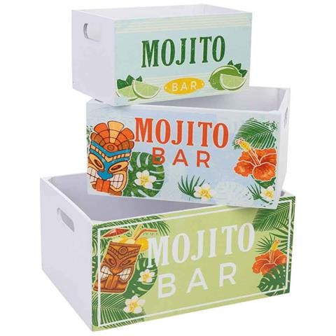 Cassettiera In Legno Stampata Set 3 Pz 36x26x18h-31x21x16h-26x16x14h Cm - Foto 1