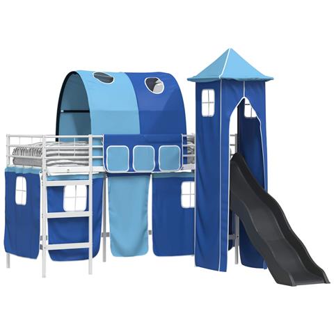 Struttura del letto loft per bambini Bianco e Blu 99,5 x 190 cm - Foto 1