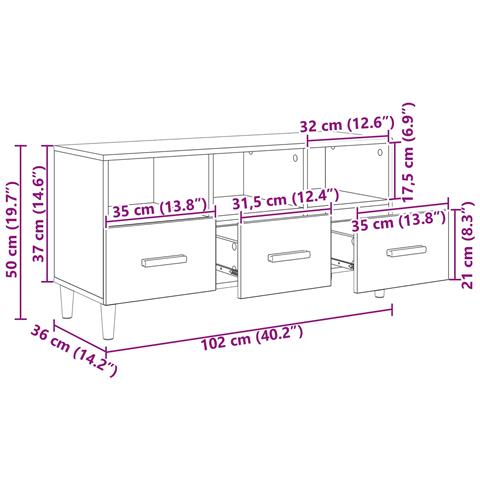 Mobile TV Legno vecchio 102 x 36 x 50 cm Legno multistrato - Foto 9
