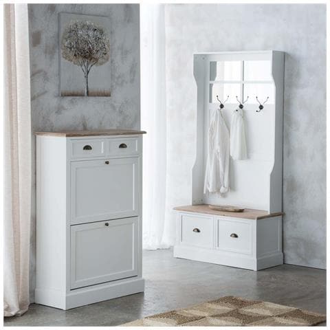 Mobile Da Ingresso In Legno Con 2 Cassetti Bianchi 92x39,5x184h - Foto 2