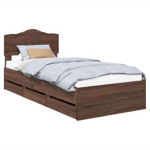 Struttura del letto con cassetto Rovere Marrone 75 x 190 cm - Foto 1