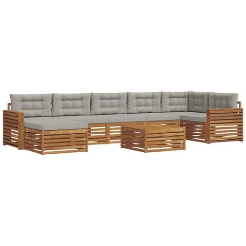 Set divani con cuscino 8 pcs Grigio Naturale e Chiaro - Foto 1