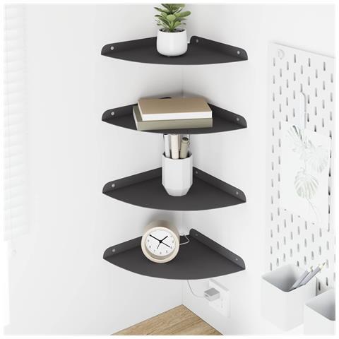 Mensola sospesa con lo scaffale 4 pcs Nero 24 x 24 x 2 cm - Foto 2