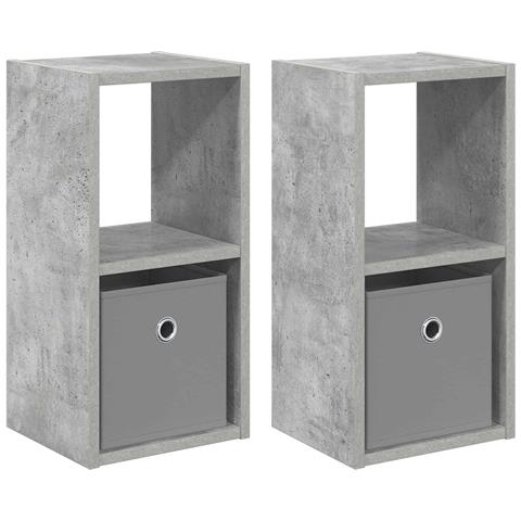 Comodino con cassetto 2 pcs Grigio cemento 25,5 x 22 x 49,5 cm - Foto 1