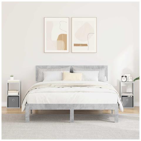 Comodino con cassetto 2 pcs Grigio cemento 25,5 x 22 x 49,5 cm - Foto 2
